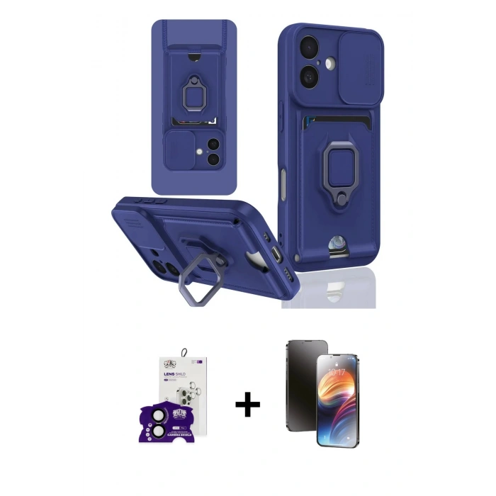MARSİLYAN™- iPhone 16 Kılıf Vadi Form Prime - Siyah 3D Antistatik Mat Seramik Nano Ekran Koruyucu + Bilvis Titan Kamera Lens - SH