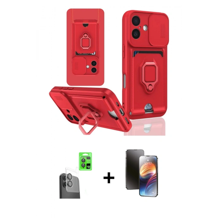 MARSİLYAN™- iPhone 16 Kılıf Vadi Form Prime - Siyah 3D Antistatik Mat Seramik Nano Ekran Koruyucu + Raze Metal Kamera Lens - SH