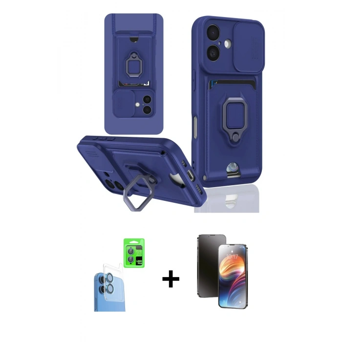MARSİLYAN™- iPhone 16 Kılıf Vadi Form Prime - Siyah 3D Antistatik Mat Seramik Nano Ekran Koruyucu + Raze Metal Kamera Lens - LT