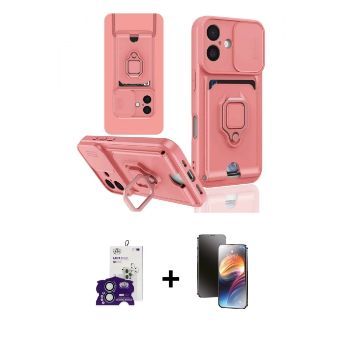 MARSİLYAN™- iPhone 16 Kılıf Vadi Form Prime - Siyah 3D Antistatik Mat Seramik Nano Ekran Koruyucu + Bilvis Titan Kamera Lens - YL