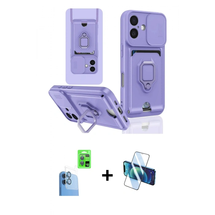 MARSİLYAN™- iPhone 16 Kılıf Vadi Form Prime - Siyah 3D Antistatik Seramik Nano Ekran Koruyucu + Raze Metal Kamera Lens - LT
