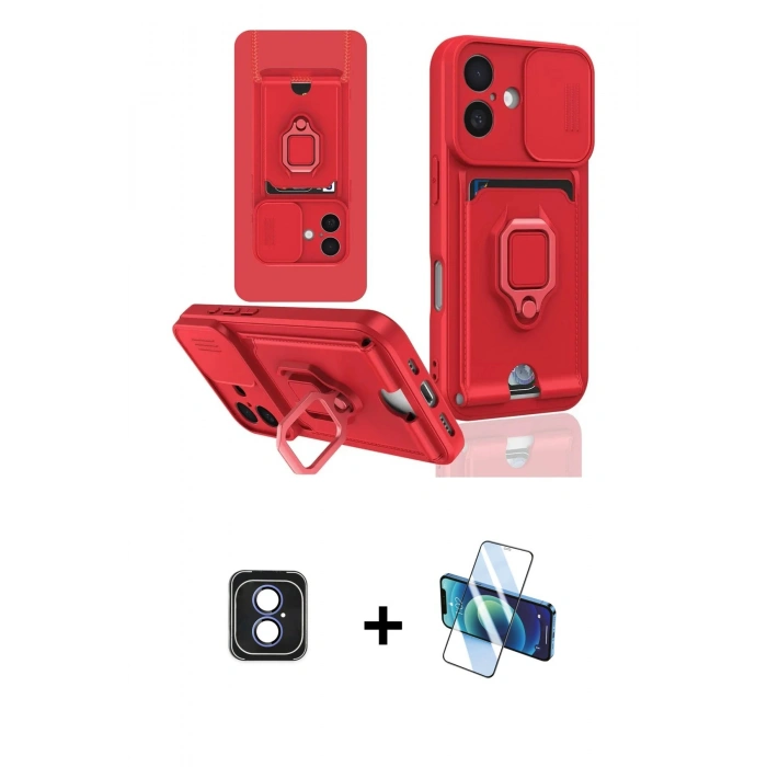 MARSİLYAN™- iPhone 16 Kılıf Vadi Form Prime - Siyah 3D Antistatik Seramik Nano Ekran Koruyucu + PVD Metal Kamera Lens - MI