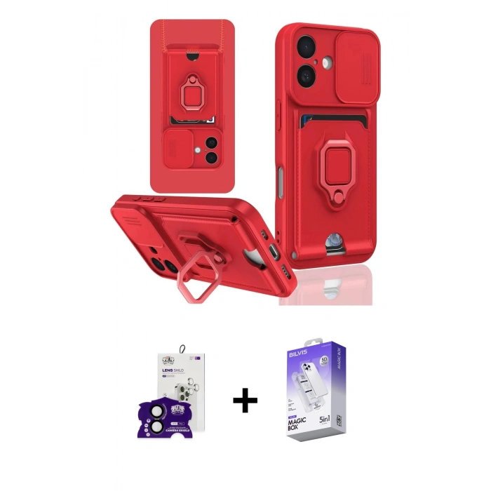 MARSİLYAN™- iPhone 16 Kılıf Vadi Form Prime - Siyah Bilvis 5in1 3D Magic Cam Ekran Koruyucu + Siyah Bilvis Titan Kamera Lens