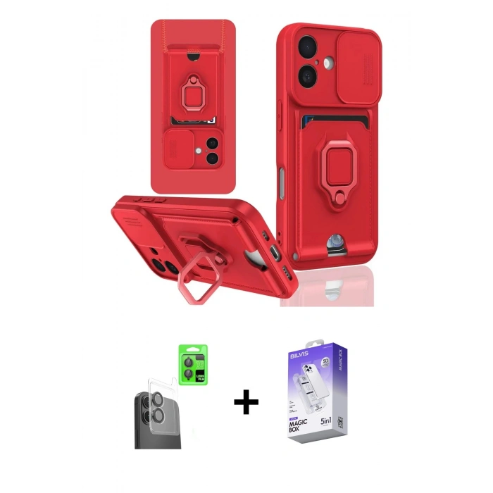 MARSİLYAN™- iPhone 16 Kılıf Vadi Form Prime - Siyah Bilvis 5in1 3D Magic Cam Ekran Koruyucu + Raze Metal Kamera Lens - SH