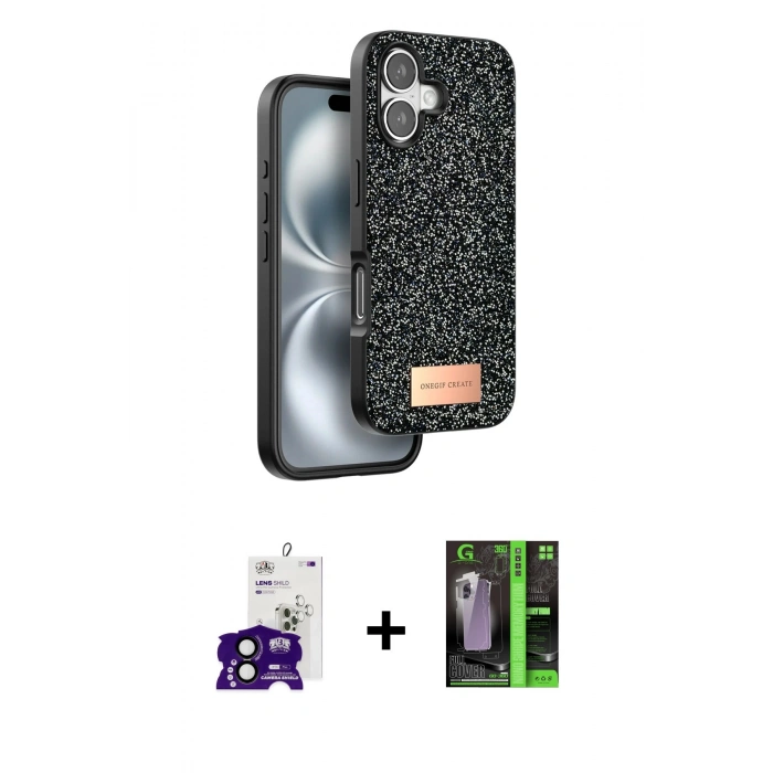 MARSİLYAN™- iPhone 16 Kılıf Vadi Klasik Serisi - Şeffaf 360 Full Body Arka Koruyucu + Bilvis Titan Kamera Lens - SH
