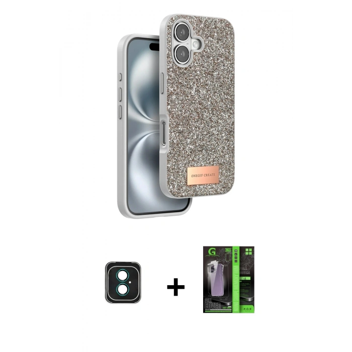 MARSİLYAN™- iPhone 16 Kılıf Vadi Klasik Serisi - Şeffaf 360 Full Body Arka Koruyucu + PVD Metal Kamera Lens - YL