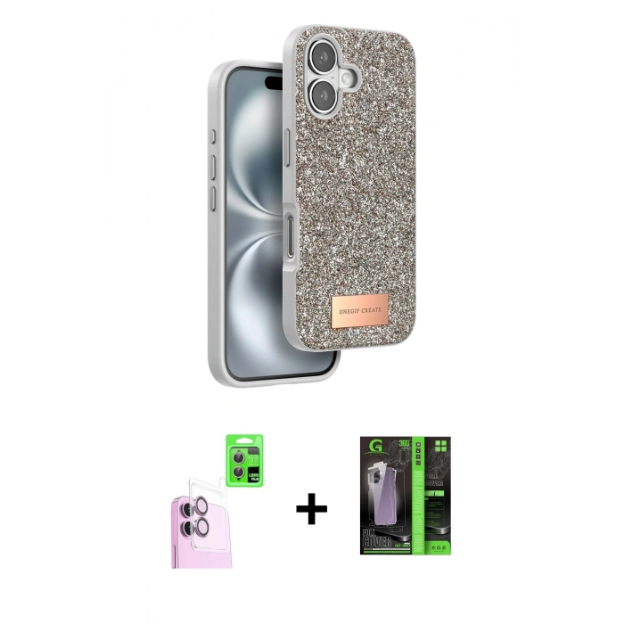 MARSİLYAN™- iPhone 16 Kılıf Vadi Klasik Serisi - Şeffaf 360 Full Body Arka Koruyucu + Raze Metal Kamera Lens - PE