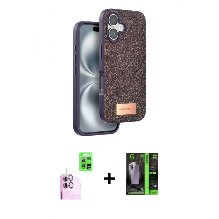 MARSİLYAN™- iPhone 16 Kılıf Vadi Klasik Serisi - Şeffaf 360 Full Body Arka Koruyucu + Raze Metal Kamera Lens - PE