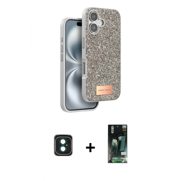 MARSİLYAN™- iPhone 16 Kılıf Vadi Klasik Serisi - Siyah 360 Mat Full Body Arka Koruyucu + PVD Metal Kamera Lens - YL