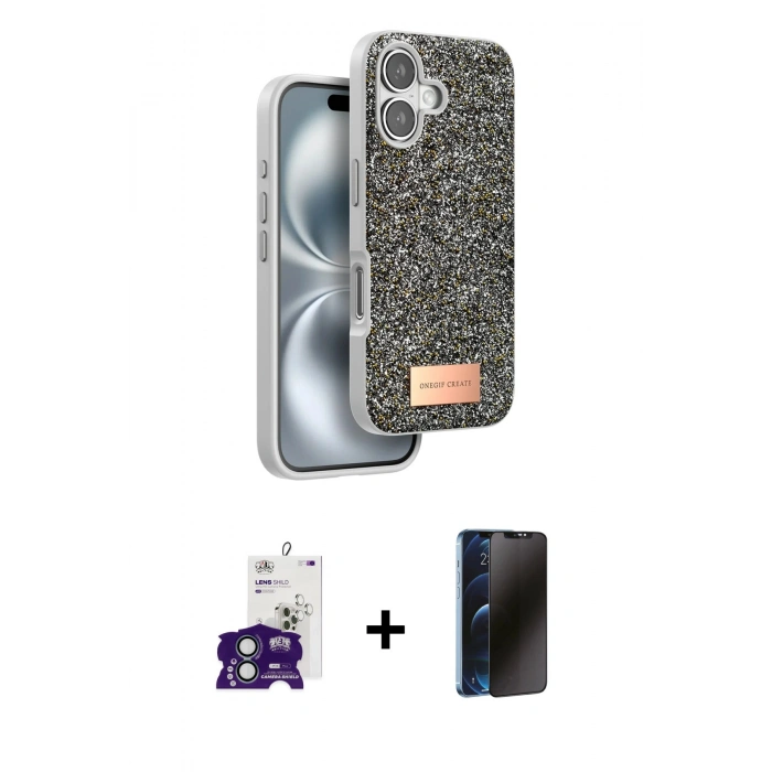 MARSİLYAN™- iPhone 16 Kılıf Vadi Klasik Serisi - Siyah 3D Antistatik Hayalet Cam Ekran Koruyucu + Bilvis Titan Kamera Lens - YL