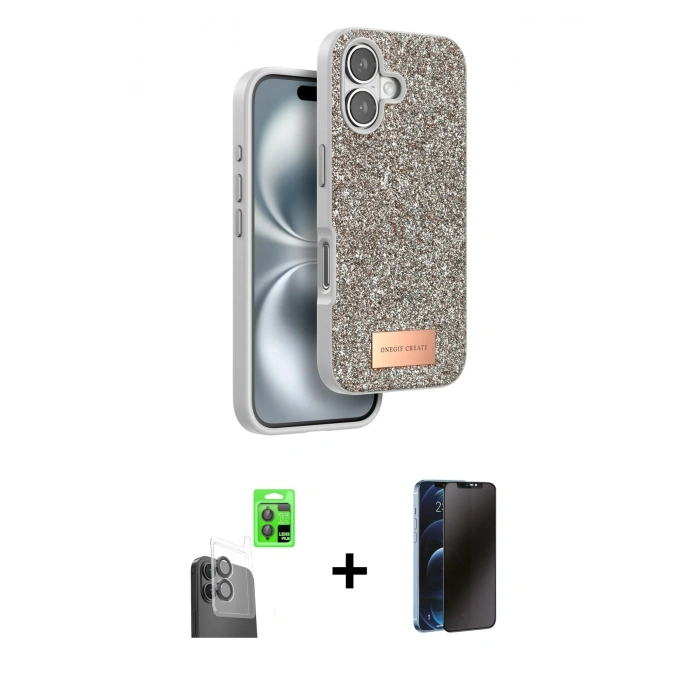 MARSİLYAN™- iPhone 16 Kılıf Vadi Klasik Serisi - Siyah 3D Antistatik Hayalet Cam Ekran Koruyucu + Raze Metal Kamera Lens - SH