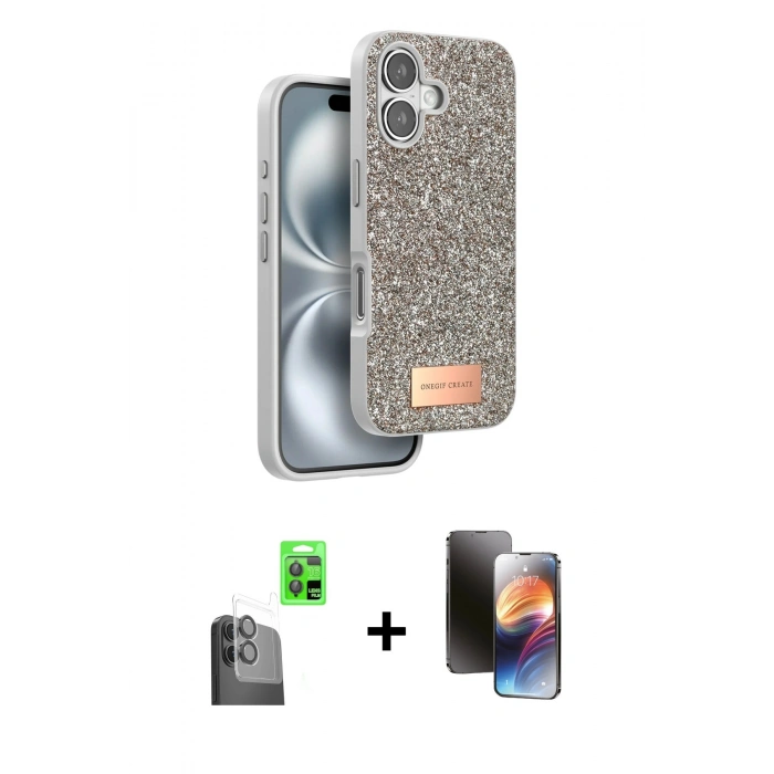 MARSİLYAN™- iPhone 16 Kılıf Vadi Klasik Serisi - Siyah 3D Antistatik Mat Seramik Nano Ekran Koruyucu + Raze Metal Kamera Lens - SH