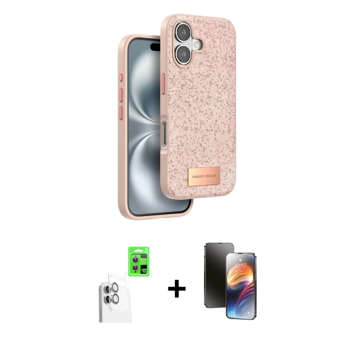 MARSİLYAN™- iPhone 16 Kılıf Vadi Klasik Serisi - Siyah 3D Antistatik Mat Seramik Nano Ekran Koruyucu + Raze Metal Kamera Lens - BZ