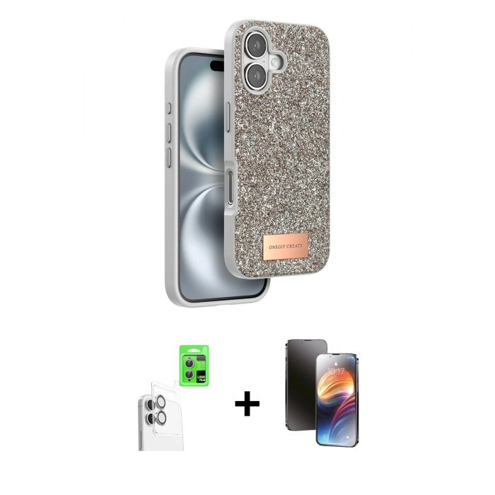 MARSİLYAN™- iPhone 16 Kılıf Vadi Klasik Serisi - Siyah 3D Antistatik Mat Seramik Nano Ekran Koruyucu + Raze Metal Kamera Lens - BZ