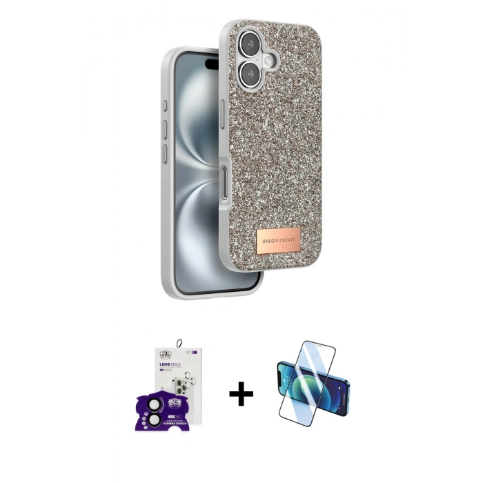 MARSİLYAN™- iPhone 16 Kılıf Vadi Klasik Serisi - Siyah 3D Antistatik Seramik Nano Ekran Koruyucu + Bilvis Titan Kamera Lens - SH