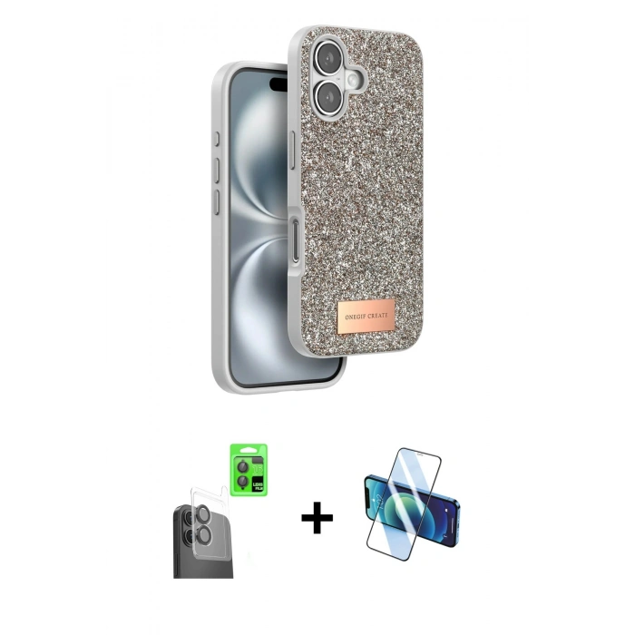 MARSİLYAN™- iPhone 16 Kılıf Vadi Klasik Serisi - Siyah 3D Antistatik Seramik Nano Ekran Koruyucu + Raze Metal Kamera Lens - SH