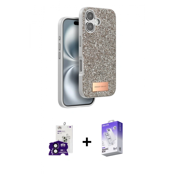 MARSİLYAN™- iPhone 16 Kılıf Vadi Klasik Serisi - Siyah Bilvis 5in1 3D Magic Cam Ekran Koruyucu + Bilvis Titan Kamera Lens - SH