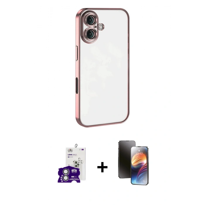 MARSİLYAN™- iPhone 16 Kılıf Vadi Minimal - Siyah 3D Antistatik Mat Seramik Nano Ekran Koruyucu + Bilvis Titan Kamera Lens - GS