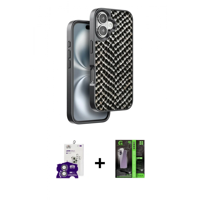 MARSİLYAN™- iPhone 16 Kılıf Vadi Özel Seri - Şeffaf 360 Full Body Arka Koruyucu + Bilvis Titan Kamera Lens - GS