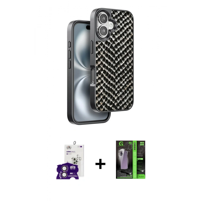MARSİLYAN™- iPhone 16 Kılıf Vadi Özel Seri - Şeffaf 360 Full Body Arka Koruyucu + Bilvis Titan Kamera Lens - PE