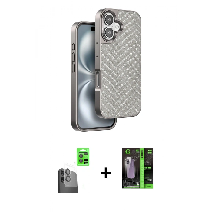 MARSİLYAN™- iPhone 16 Kılıf Vadi Özel Seri - Şeffaf 360 Full Body Arka Koruyucu + Raze Metal Kamera Lens - SH