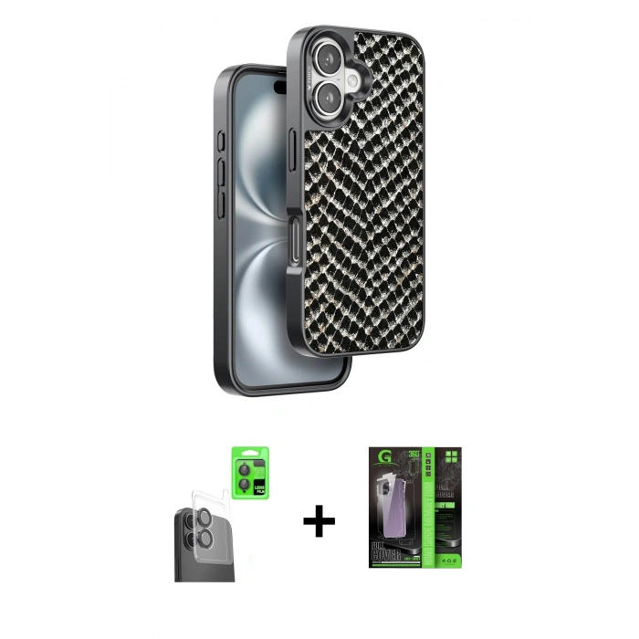 MARSİLYAN™- iPhone 16 Kılıf Vadi Özel Seri - Şeffaf 360 Full Body Arka Koruyucu + Raze Metal Kamera Lens - SH