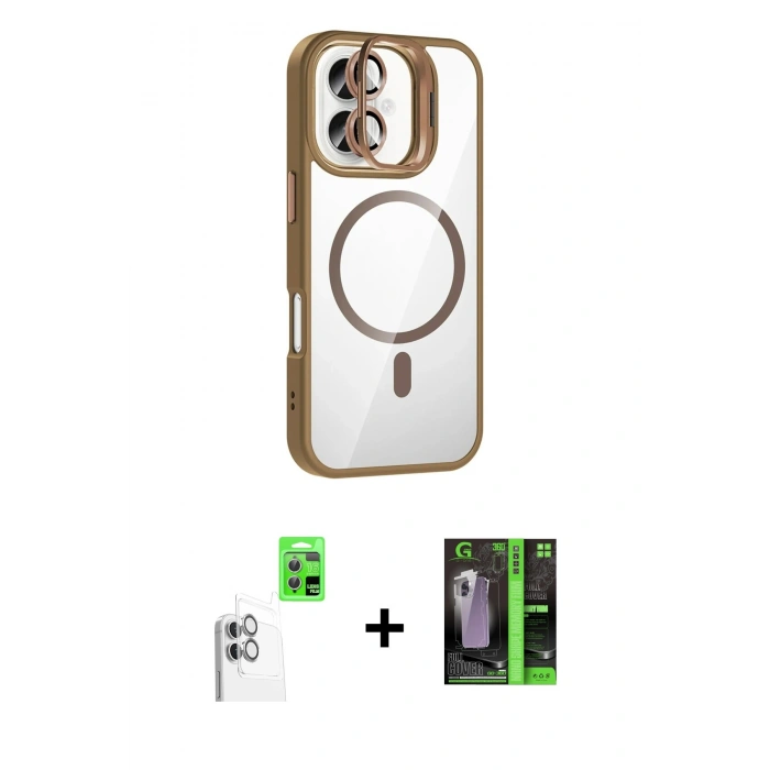 MARSİLYAN™- iPhone 16 Kılıf Yadigar Asil Koleksiyonu - Şeffaf 360 Full Body Arka Koruyucu + Raze Metal Kamera Lens - BZ