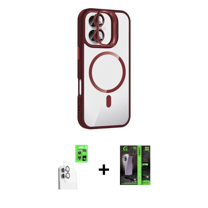 MARSİLYAN™- iPhone 16 Kılıf Yadigar Asil Koleksiyonu - Şeffaf 360 Full Body Arka Koruyucu + Raze Metal Kamera Lens - BZ