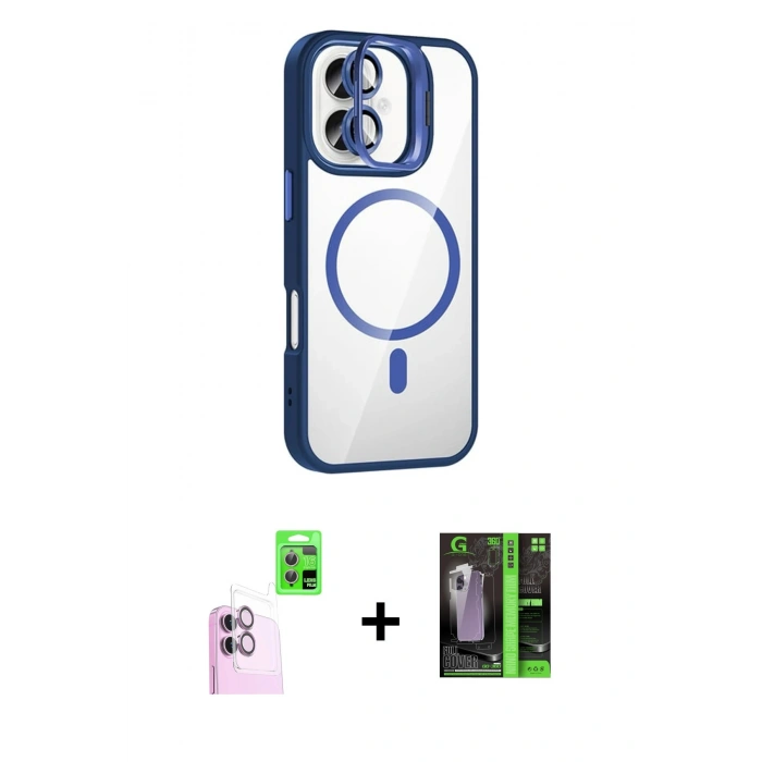 MARSİLYAN™- iPhone 16 Kılıf Yadigar Asil Koleksiyonu - Şeffaf 360 Full Body Arka Koruyucu + Raze Metal Kamera Lens - PE