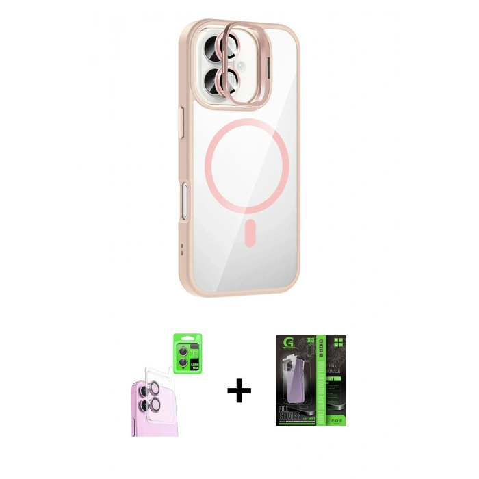 MARSİLYAN™- iPhone 16 Kılıf Yadigar Asil Koleksiyonu - Şeffaf 360 Full Body Arka Koruyucu + Raze Metal Kamera Lens - PE