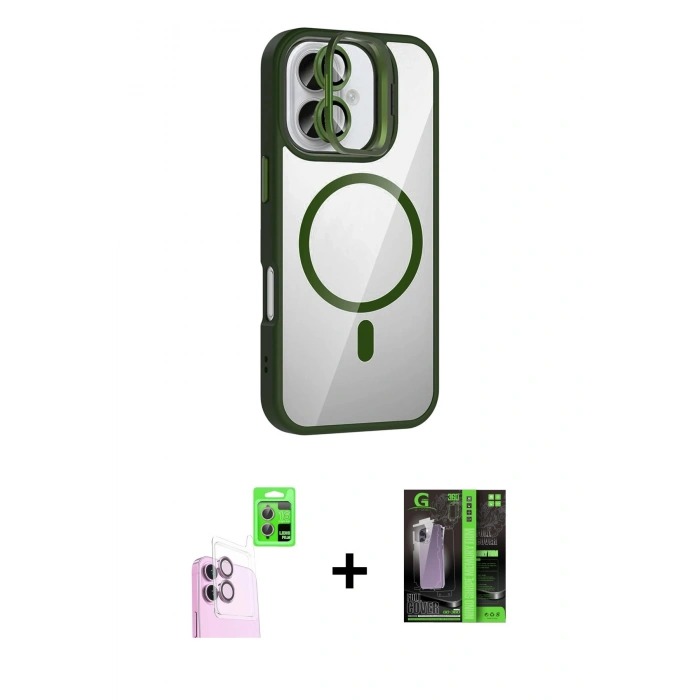MARSİLYAN™- iPhone 16 Kılıf Yadigar Asil Koleksiyonu - Şeffaf 360 Full Body Arka Koruyucu + Raze Metal Kamera Lens - PE