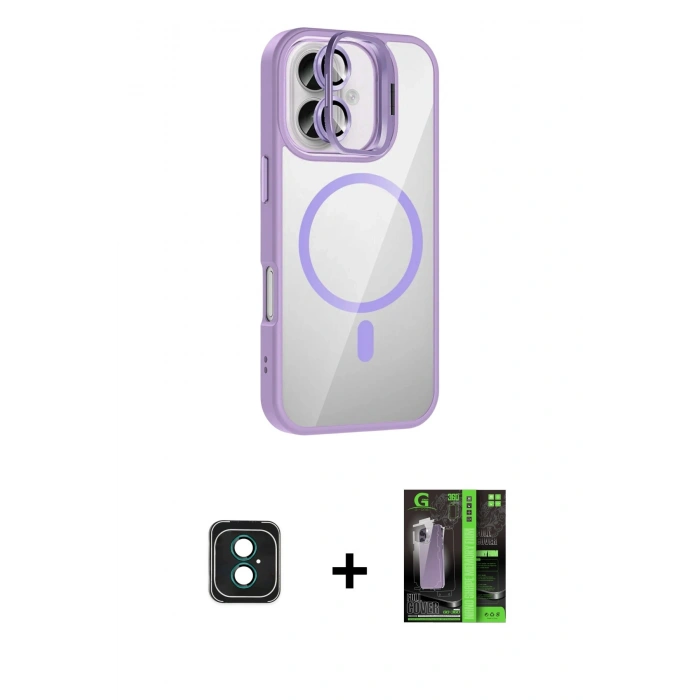 MARSİLYAN™- iPhone 16 Kılıf Yadigar Asil Koleksiyonu - Şeffaf 360 Full Body Arka Koruyucu + PVD Metal Kamera Lens - YL