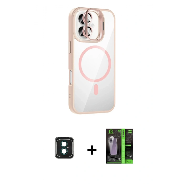 MARSİLYAN™- iPhone 16 Kılıf Yadigar Asil Koleksiyonu - Şeffaf 360 Full Body Arka Koruyucu + PVD Metal Kamera Lens - YL