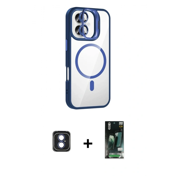 MARSİLYAN™- iPhone 16 Kılıf Yadigar Asil Koleksiyonu - Siyah 360 Mat Full Body Arka Koruyucu + PVD Metal Kamera Lens - MI