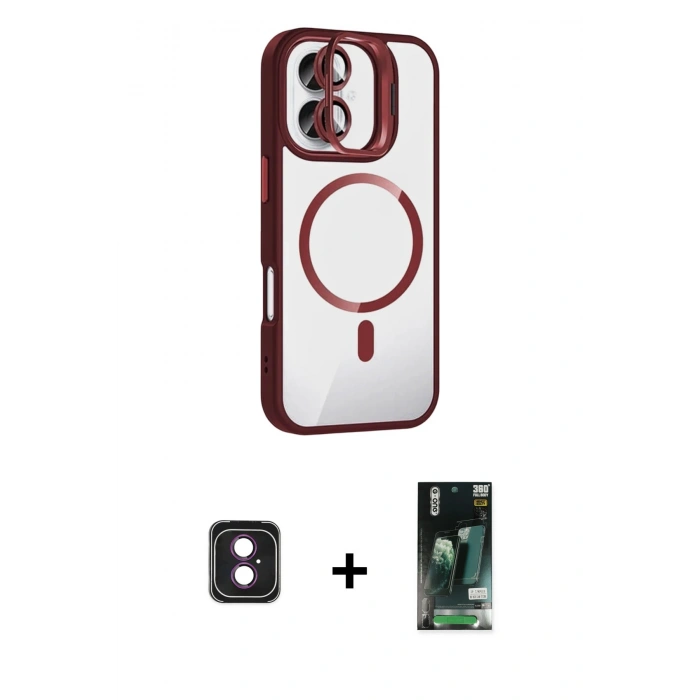 MARSİLYAN™- iPhone 16 Kılıf Yadigar Asil Koleksiyonu - Siyah 360 Mat Full Body Arka Koruyucu + PVD Metal Kamera Lens - PE