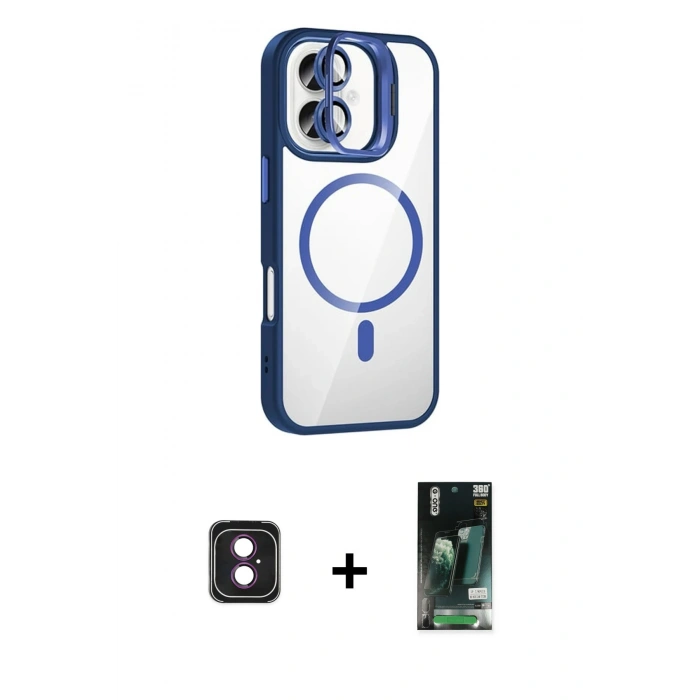 MARSİLYAN™- iPhone 16 Kılıf Yadigar Asil Koleksiyonu - Siyah 360 Mat Full Body Arka Koruyucu + PVD Metal Kamera Lens - PE