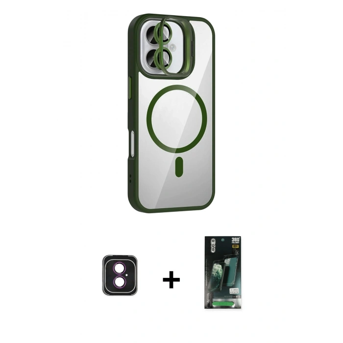 MARSİLYAN™- iPhone 16 Kılıf Yadigar Asil Koleksiyonu - Siyah 360 Mat Full Body Arka Koruyucu + PVD Metal Kamera Lens - PE