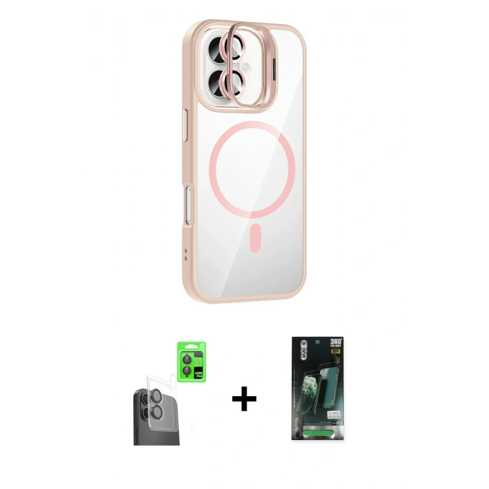 MARSİLYAN™- iPhone 16 Kılıf Yadigar Asil Koleksiyonu - Siyah 360 Mat Full Body Arka Koruyucu + Raze Metal Kamera Lens - SH