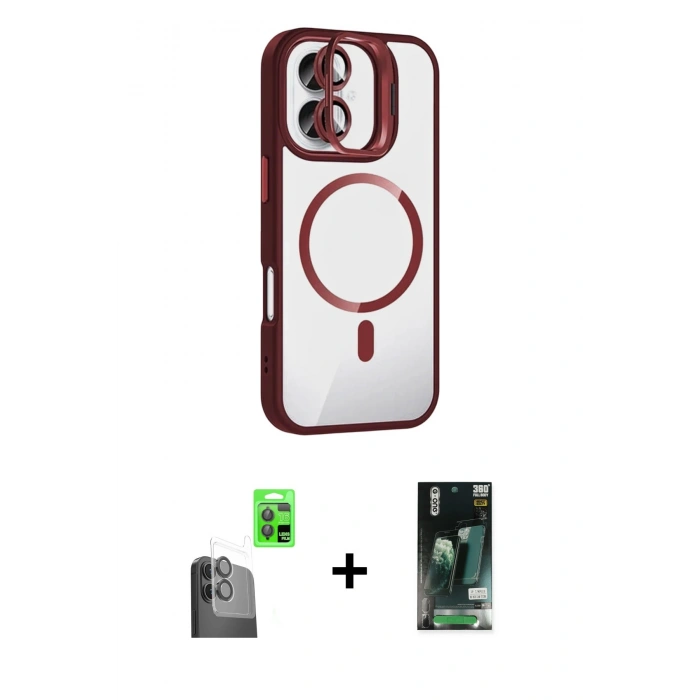 MARSİLYAN™- iPhone 16 Kılıf Yadigar Asil Koleksiyonu - Siyah 360 Mat Full Body Arka Koruyucu + Raze Metal Kamera Lens - SH
