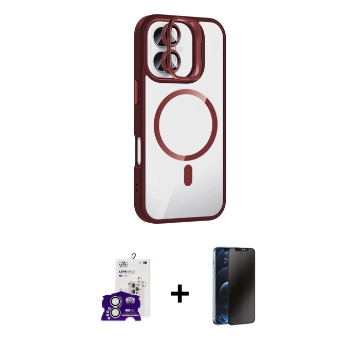 MARSİLYAN™- iPhone 16 Kılıf Yadigar Asil Koleksiyonu - Siyah 3D Antistatik Hayalet Cam Ekran Koruyucu + Bilvis Titan Kamera Lens - GS