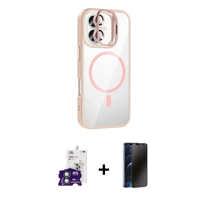 MARSİLYAN™- iPhone 16 Kılıf Yadigar Asil Koleksiyonu - Siyah 3D Antistatik Hayalet Cam Ekran Koruyucu + Bilvis Titan Kamera Lens - YL