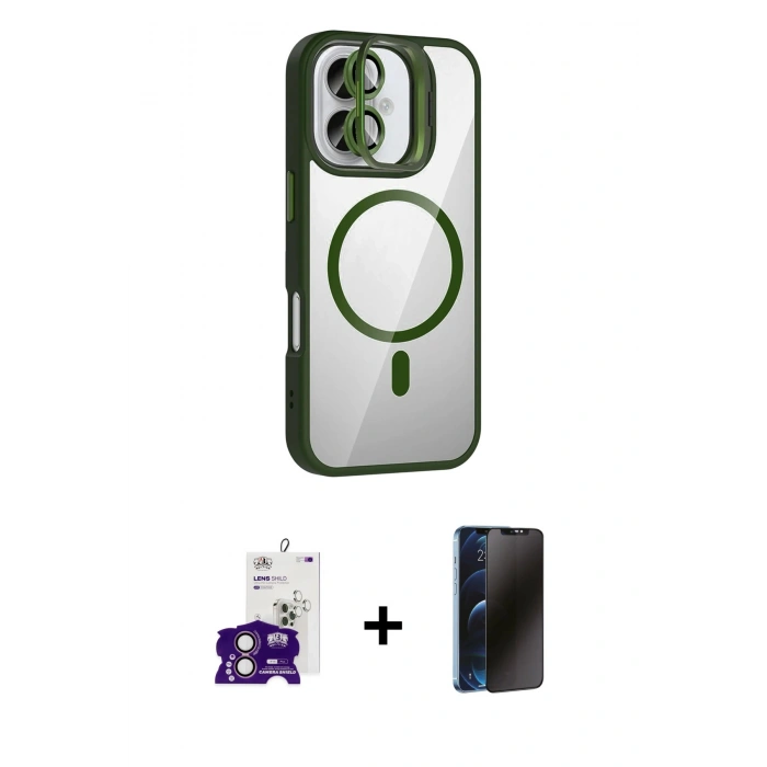 MARSİLYAN™- iPhone 16 Kılıf Yadigar Asil Koleksiyonu - Siyah 3D Antistatik Hayalet Cam Ekran Koruyucu + Bilvis Titan Kamera Lens - PE