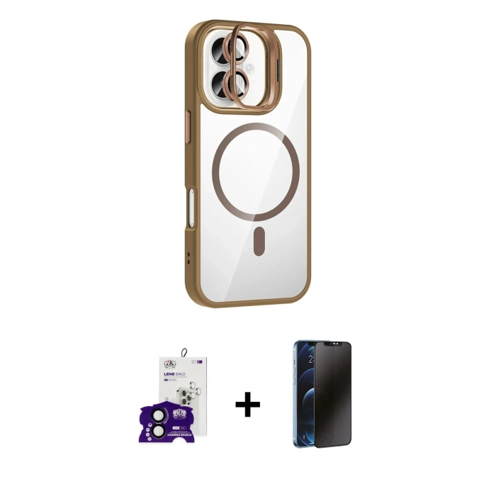 MARSİLYAN™- iPhone 16 Kılıf Yadigar Asil Koleksiyonu - Siyah 3D Antistatik Hayalet Cam Ekran Koruyucu + Bilvis Titan Kamera Lens - SH