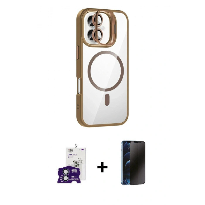 MARSİLYAN™- iPhone 16 Kılıf Yadigar Asil Koleksiyonu - Siyah 3D Antistatik Hayalet Cam Ekran Koruyucu + Bilvis Titan Kamera Lens - YL