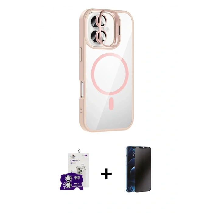 MARSİLYAN™- iPhone 16 Kılıf Yadigar Asil Koleksiyonu - Siyah 3D Antistatik Hayalet Cam Ekran Koruyucu + Bilvis Titan Kamera Lens - GS