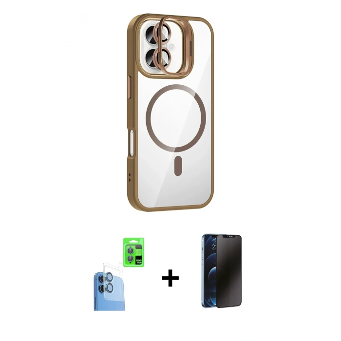 MARSİLYAN™- iPhone 16 Kılıf Yadigar Asil Koleksiyonu - Siyah 3D Antistatik Hayalet Cam Ekran Koruyucu + Raze Metal Kamera Lens - LT