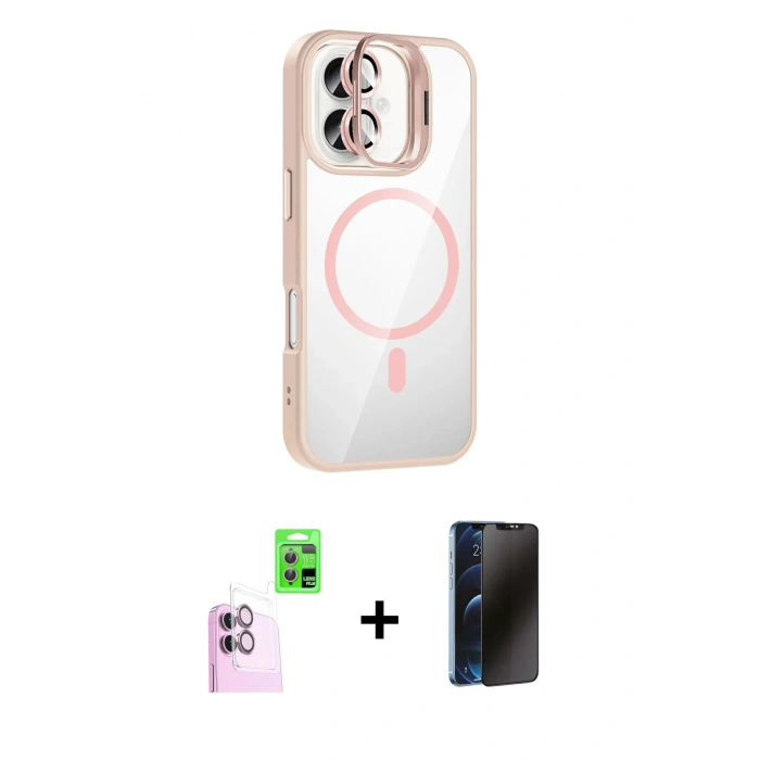 MARSİLYAN™- iPhone 16 Kılıf Yadigar Asil Koleksiyonu - Siyah 3D Antistatik Hayalet Cam Ekran Koruyucu + Raze Metal Kamera Lens - PE