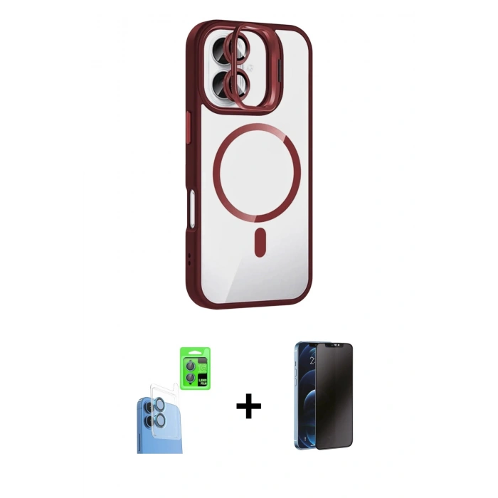 MARSİLYAN™- iPhone 16 Kılıf Yadigar Asil Koleksiyonu - Siyah 3D Antistatik Hayalet Cam Ekran Koruyucu + Raze Metal Kamera Lens - LT
