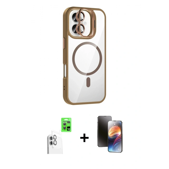 MARSİLYAN™- iPhone 16 Kılıf Yadigar Asil Koleksiyonu - Siyah 3D Antistatik Mat Seramik Nano Ekran Koruyucu + Raze Metal Kamera Lens - BZ
