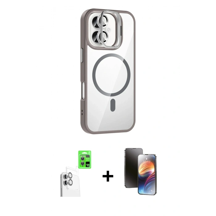 MARSİLYAN™- iPhone 16 Kılıf Yadigar Asil Koleksiyonu - Siyah 3D Antistatik Mat Seramik Nano Ekran Koruyucu + Raze Metal Kamera Lens - BZ